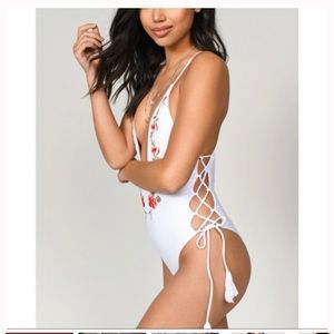 Floral white monokini